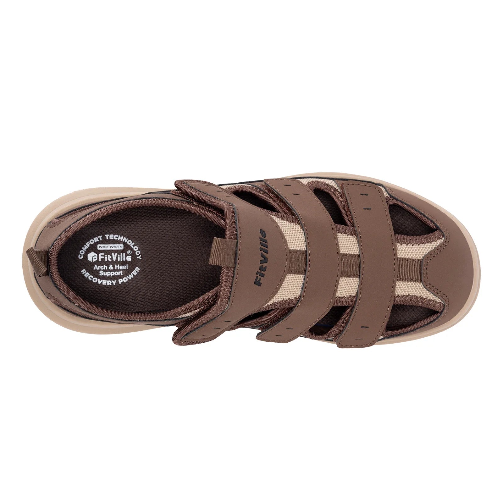 FitVille Summer Men's Wide Width Casual Diabetic Sandals, Lightweight Open Toe Sandals Built-in Arch Support, Effective Foot Pain Relief for Plantar Fasciitis, for Wide & Swollen Feet