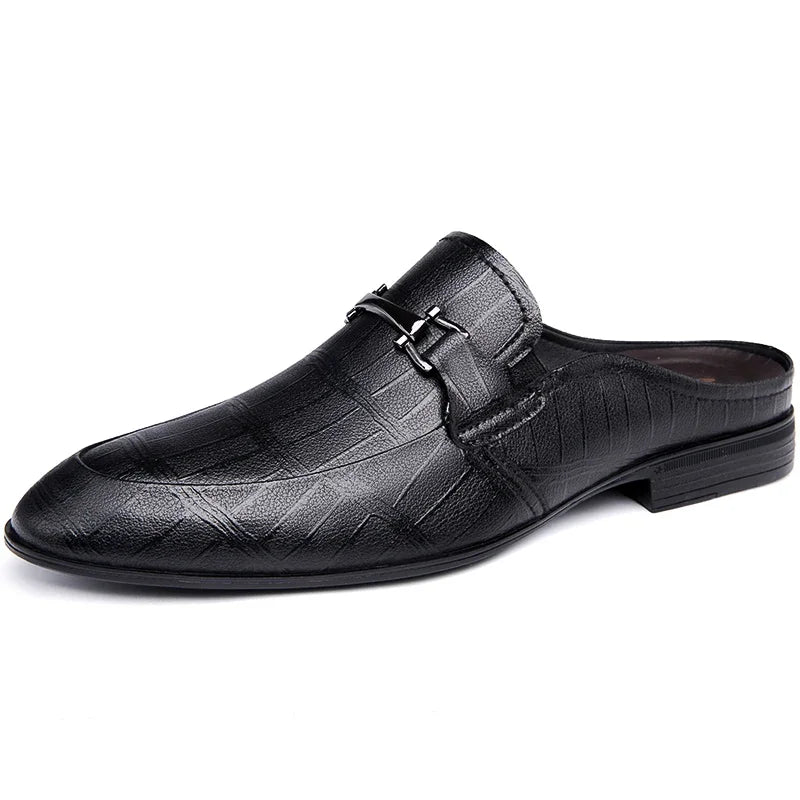 Genuine Leather Mules For Men Half Shoes Man Luxury Brand Designer Men's Luxury Casual Shoes Slip On Footwear Slippers Male