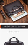 Men's leather handbag, top layer cowhide briefcase, leather laptop bag, diagonal cross office bag