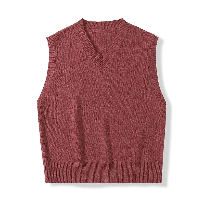 Men's Casual Sweater Vest Warm and Comfortable Vest in Autumn and Winter Sleeveless O-neck Basic Pullover Sweater