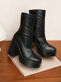 Women's Chunky Platform Ankle Boot High Block Heels Square Toe Lightweight Comfort Party Dress Booties Shoes For Women sx2308109273973634