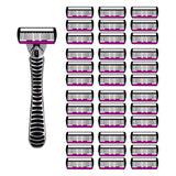 Safety Razor With 3/6/12/18/24/36Pcs 6 Layer Stainless Steel Shaving Cartridges For Men Women Hair Removal Shaving▪
