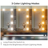 47 Fluted Vanity Desk with Mirror amp LED Lights, 7Drawer Makeup Vanity with Glass Top amp Cabinet, Vanity with Chair amp Charg