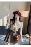 2026 Ruched Turtleneck Women Sweaters Autumn Winter Warm Pullover Slim Tops Knitted Sweater Jumper Soft Pull Female