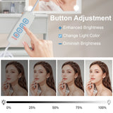 Modern White Dressing Table Stool Set with 3-Color Adjustable LED Light Mirror 4 Drawers For Bedroom Living Room Vanity Table