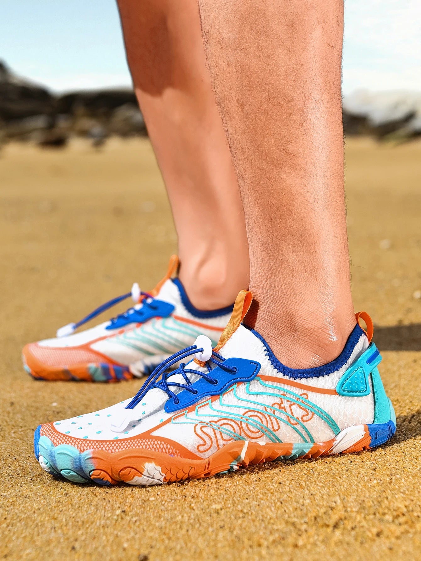 Men Quick Dry Barefoot Water Shoes Breathable Aqua Beach Sneakers, Non Slip Swim Surfing Diving Footwear Outdoor River Hiking Walking Wetsuit Shoes