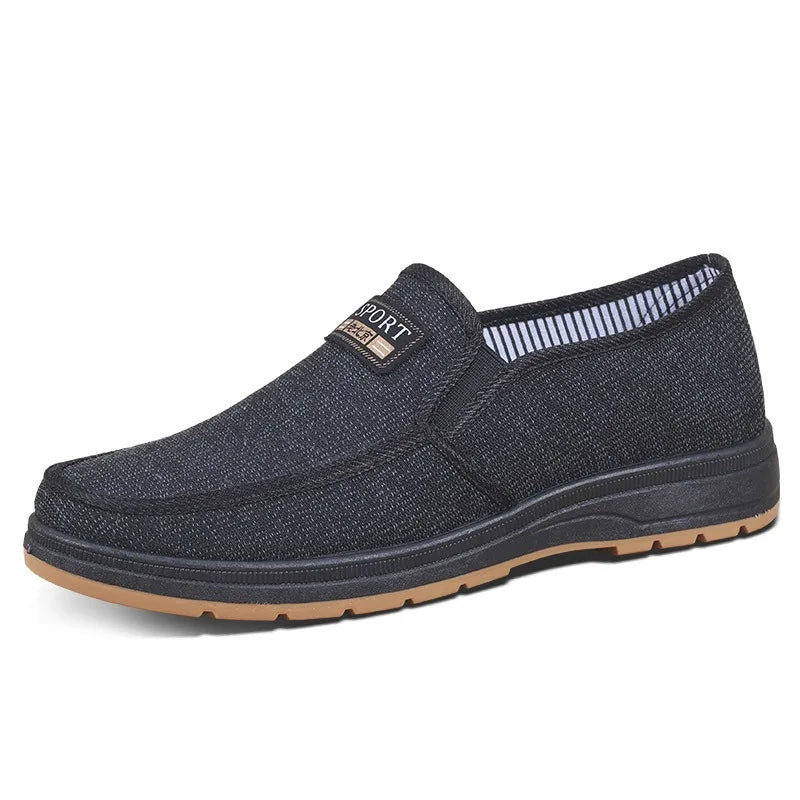 Men Canvas Slip On Shoes Breathable Non Slip Casual Walking Elderly Father Cloth Footwear