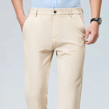 Mens Stretch Straight Leg Business Dress Pants Casual Wrinkle Resistant Drape Trousers for Meeting Occasions