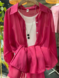 1pcs Woman Four Seasons Shirt Lady Thin Sunscreen Shirts Female Casual Long Sleeve Turn-down Collar Loose Med-Length Style Tops