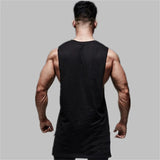 Mens Casual Gym Tank Top Summer Fitness Clothing Cotton Workout Sports Sleeveless Shirt Male Extend Long Singlet Hip Hop Vest