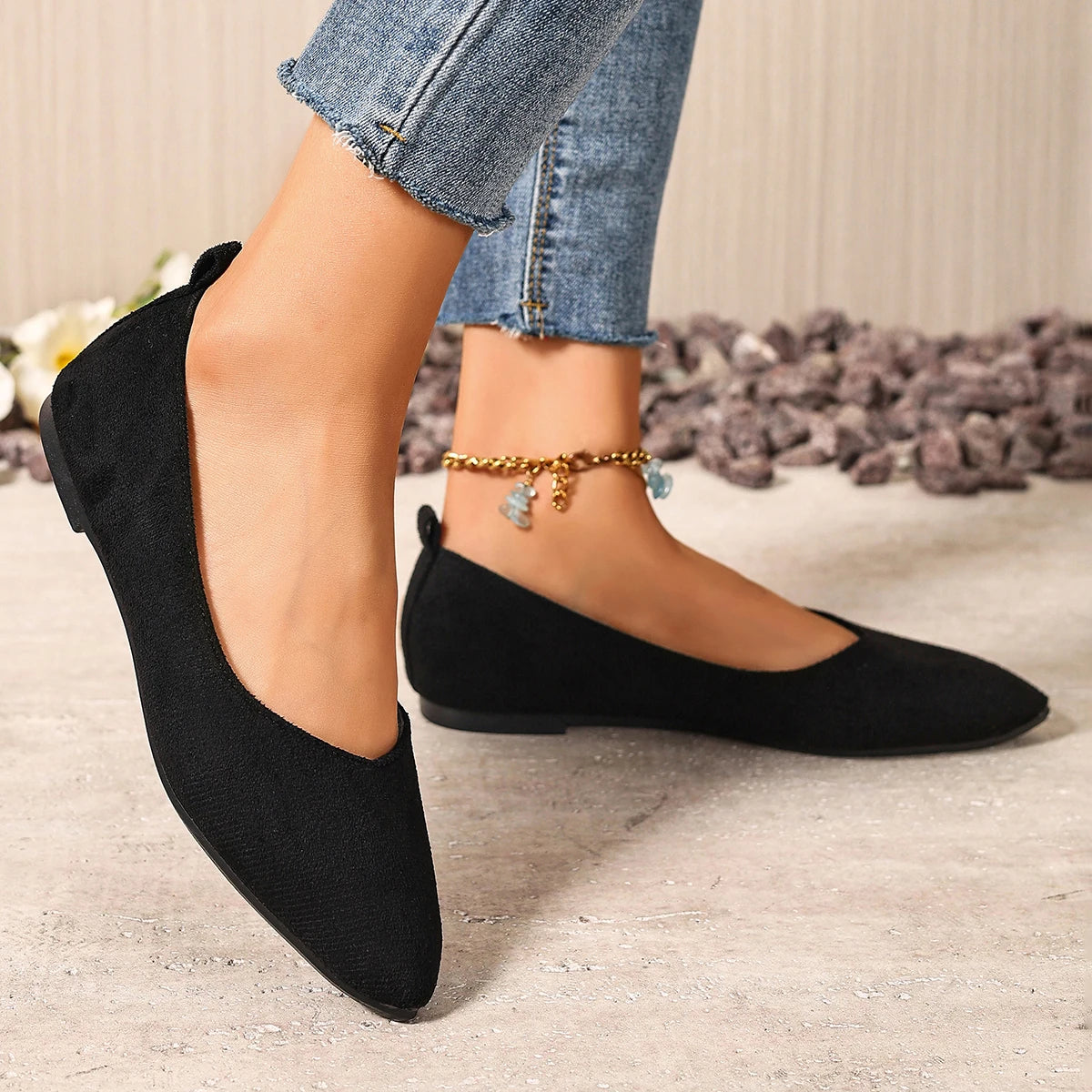 New Style Pointed Toe Shallow Mouth Breathable Bow Decoration Fashionable and Elegant Casual Flat Shoes for Women Zapatos Mujer