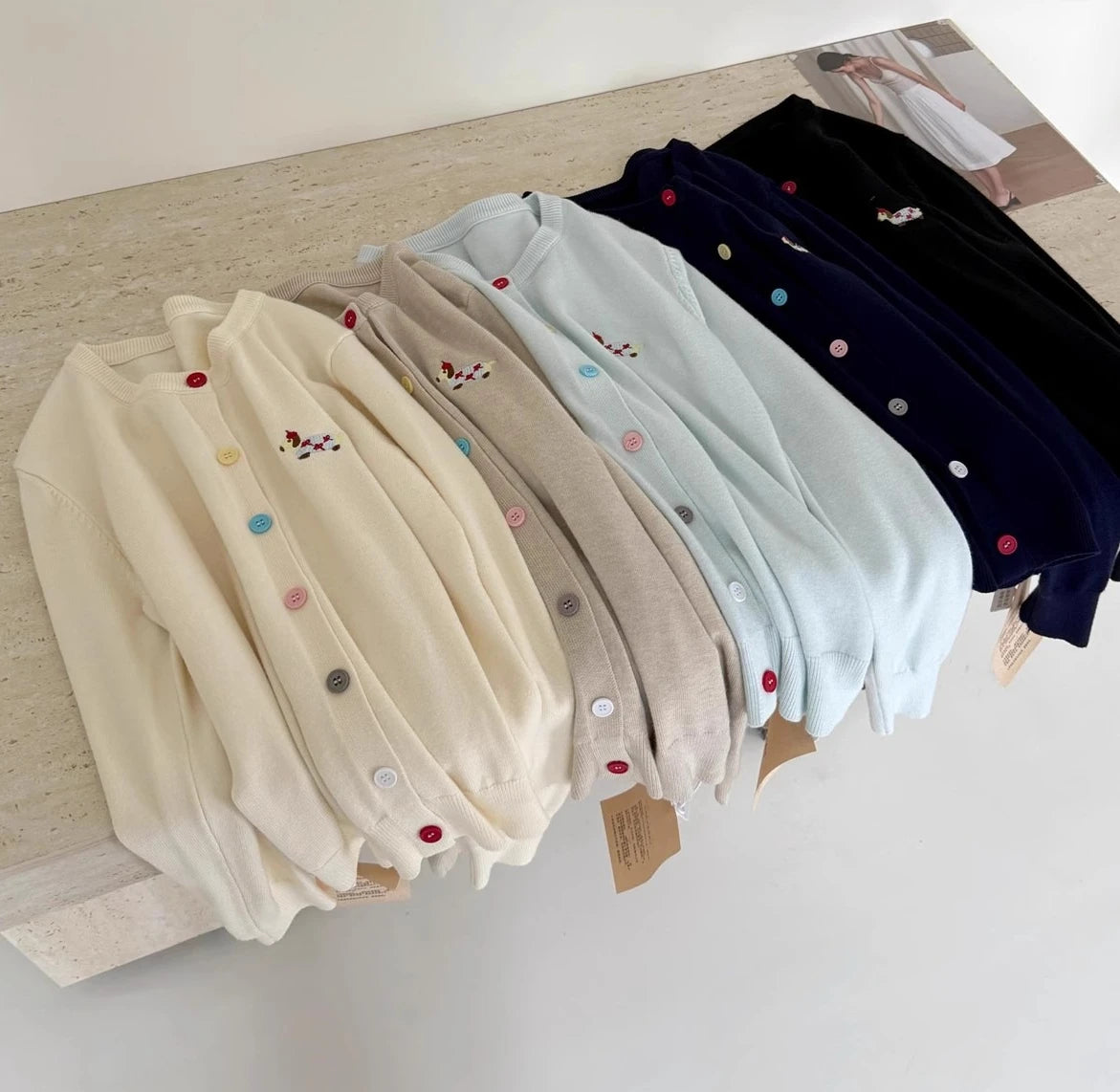 Autumn Winter 2026 Soft Elegant O-neck Loose Casual Sweaters Women Knitted Chic Embroidery Cardigan Basic Colorful Buttons Tops