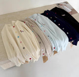 Autumn Winter 2026 Soft Elegant O-neck Loose Casual Sweaters Women Knitted Chic Embroidery Cardigan Basic Colorful Buttons Tops