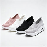 Women Slip On Air Cushion Walking Shoes Breathable Mesh Upper Platform Sneakers Non Slip Soft Sole Casual Loafers Ladies Lightweight Comfort Footwear for Daily Work Travel Outdoor Walking Nursing Shopping White Black Gray Pin
