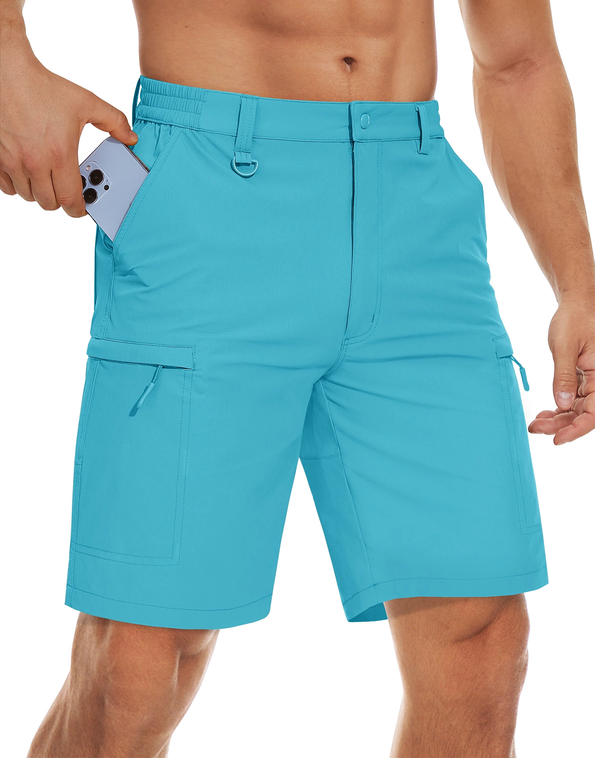 Men's Quick Dry Cargo Shorts Summer Waterproof Hiking Shorts Outdoor Multi-pockets Camping Training Work Shorts Man