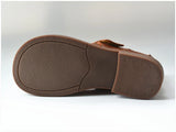 Summer Men's Shoes Flat Full Real Leather Sandal Cowhide Black Casual Old-fashioned Retro Outdoor Men's Sandals Old Man