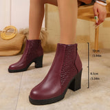 Women's New Ankle Boots 2025 Autumn Thick Heel High-heeled Short Boots with Zipper Splicing Plus Size Fashion Short Boots