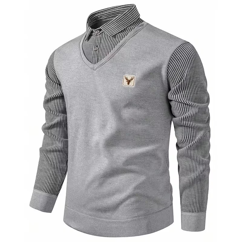 US Size Men's Polo Neck Pullover Autumn Winter Sweaters Striped Causal Shirts Pullover Sweaters New Jersey Knitwear