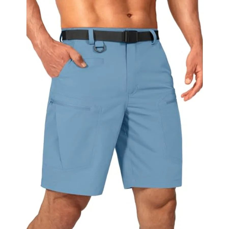 Mens Cargo Hiking Shorts Water Resistant Quick Dry Lightweight Breathable Tactical Shorts with Nylon Belt