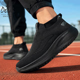 Desai Men's Wide Width Knit Slip-on Sneakers Max Cushion Walking Shoes Lightweight Breathable