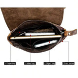 Flap‑over Business Men Crossbody Shoulder Bag, Crocodile Texture First Layer Cowhide Genuine Leather Messenger Bag for Office & Daily Commute