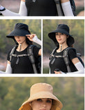 Designer Lightweight Ponytail Hole Visor Hats Summer Bucket Hats for Women Big Brim Outdoor Eye Protection Sunscreen Cap Sun Hat