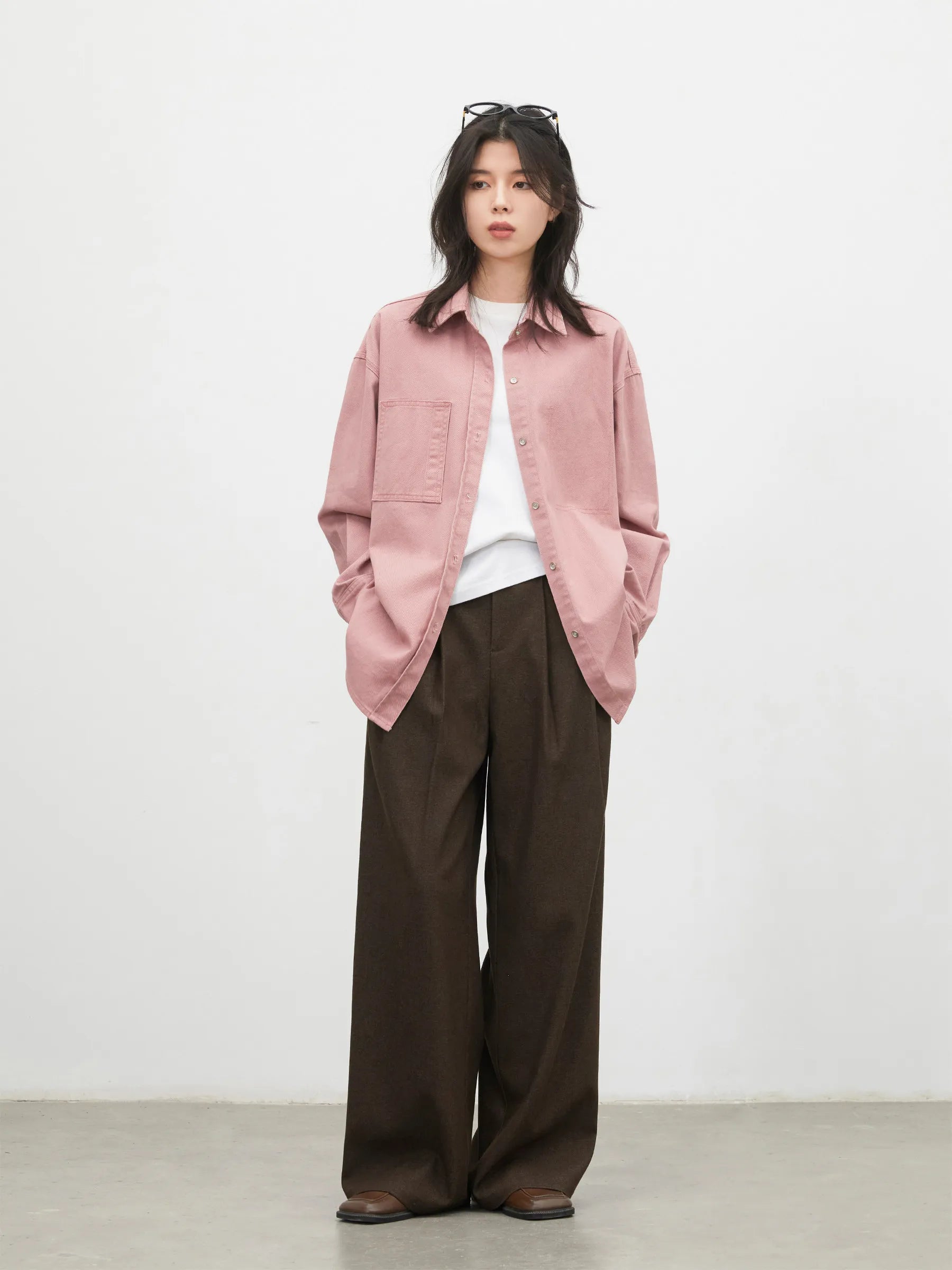 CHIC VEN Fashion Women Shirt Loose Casual Pink Long Sleeve Vintage Cotton Female Blouses Spring Summer 2026 Woman Jacket