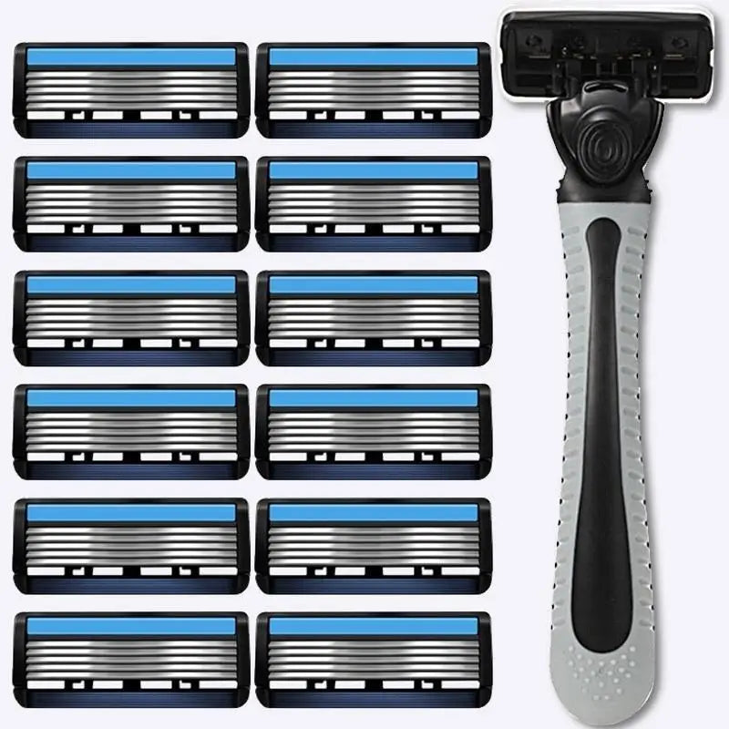 Safety Razor With 3/6/12/18/24/36Pcs 6 Layer Stainless Steel Shaving Cartridges For Men Women Hair Removal Shaving▪