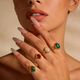 Luxury Jewelry Set Opal Stone Rings for Women Gold Color Stainless Steel Ring Minimalist Aesthetic Jewelry 2026 Freeshipping