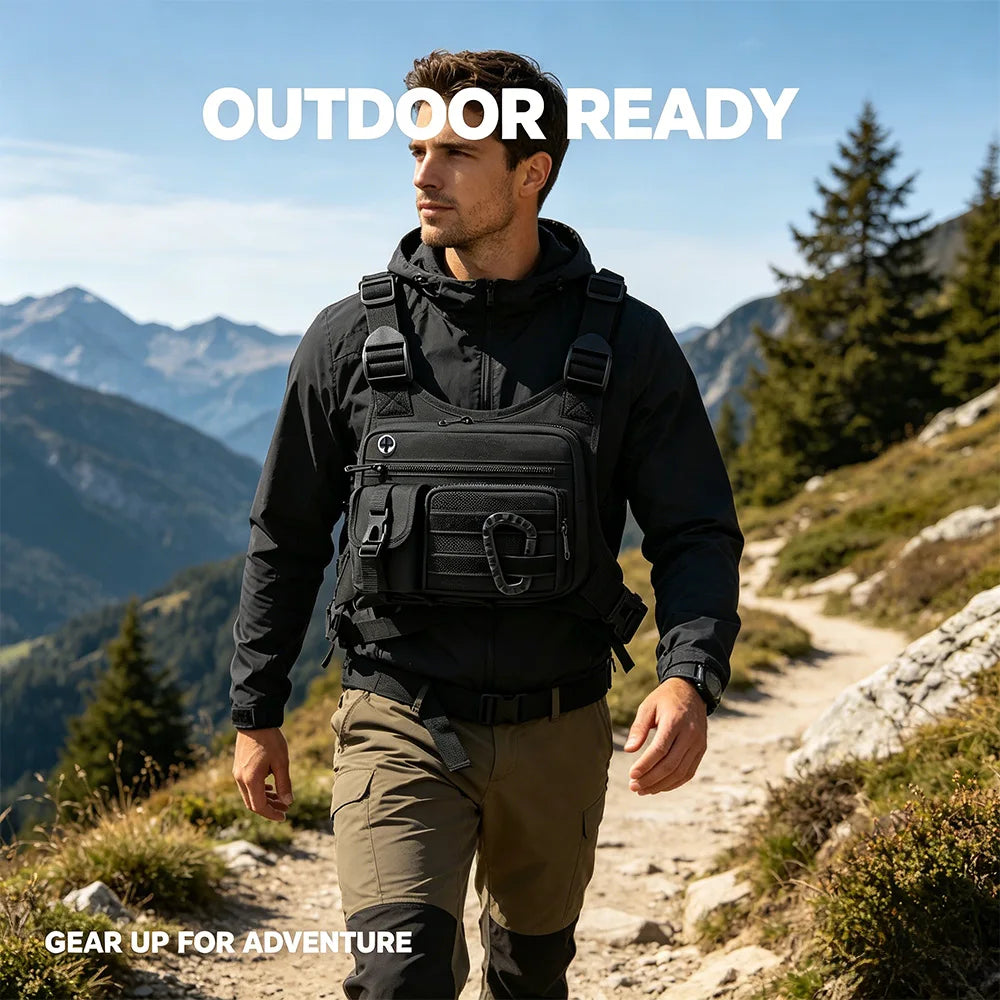 Tactical Outdoor Chest Bag Men's Vest Bag MOLLE Chest Pack for Cycling Bags Running Front Chest Bag Sports Vest Bag