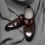 Genuine Leather Mens Classic Summer Dress Sandals Buckle Strap Black Brown Closed Toe Business Party Casual Formal Shoes for Men
