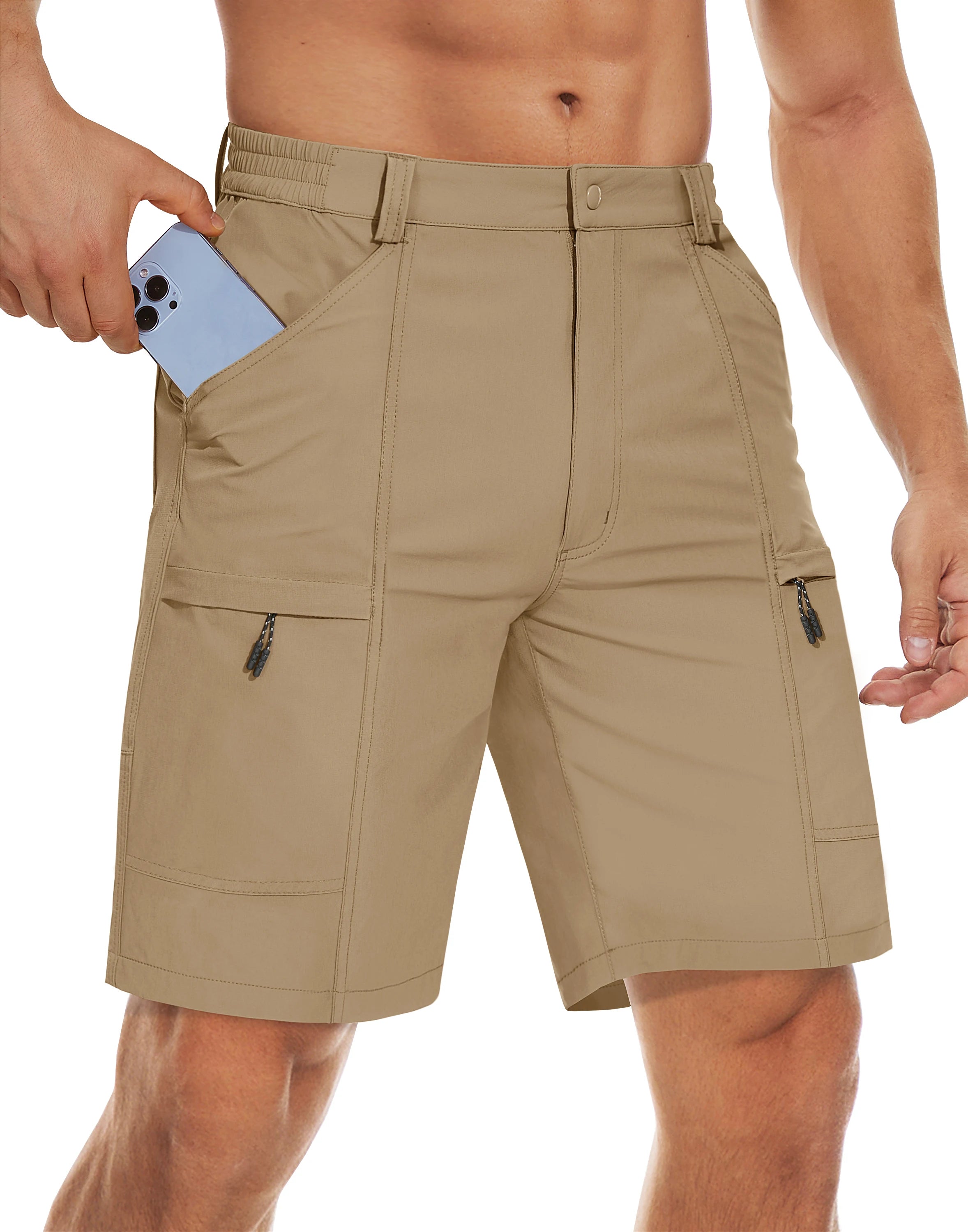Men's Waterproof Cargo Shorts Summer Quick Dry Hiking Shorts Outdoor Multi-pockets Camping Training Work Shorts Man