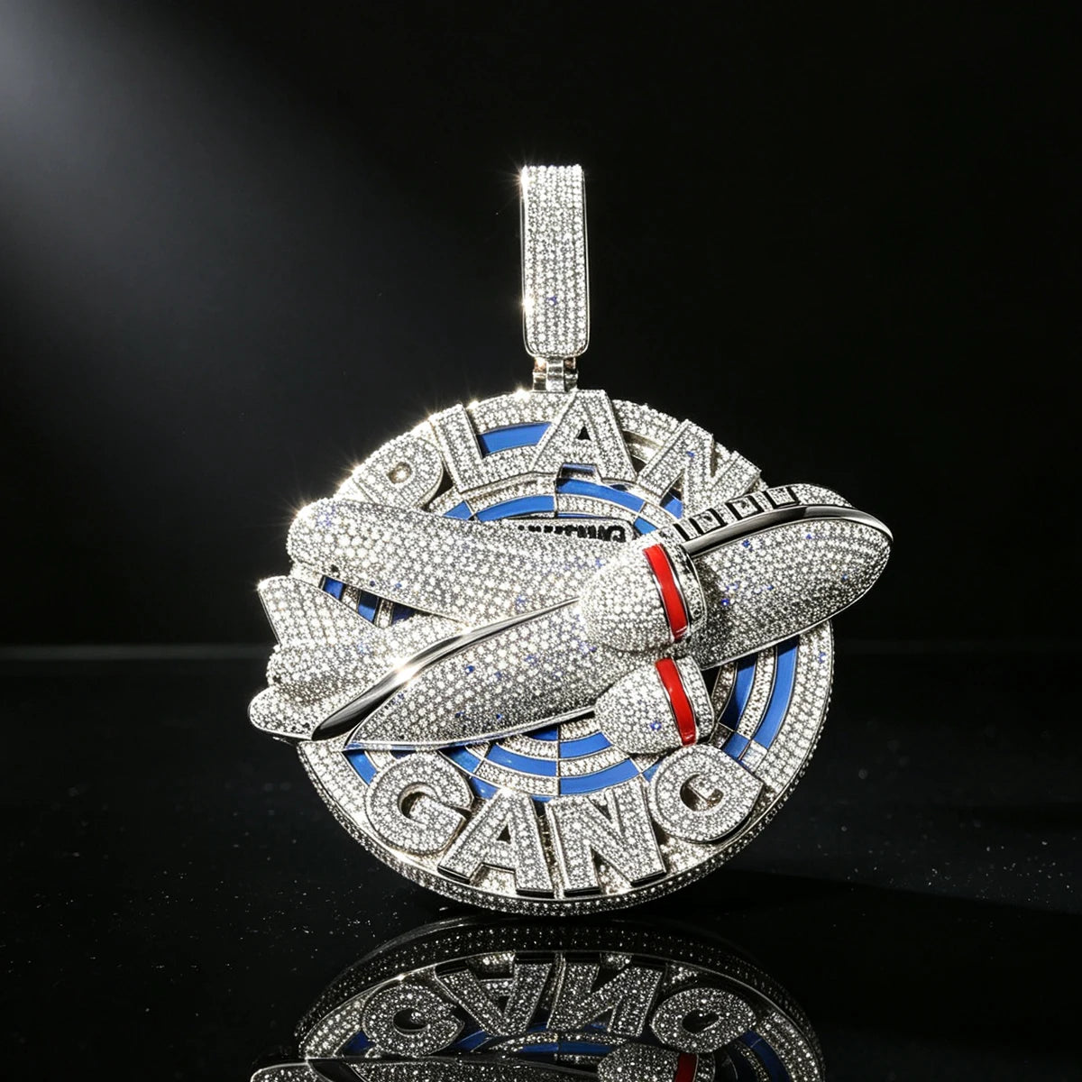 3D Hip Hop Necklace Charm Party Fine Gift Ambition Dream And Brotherhood Within Rap Lifestyle And Daily Wear Occasions Street Rap Jewelry For Men 3D Cross‑Plane Cuban Chain Accessory 18K Gold Plated Iced Out Plan Gang Penda