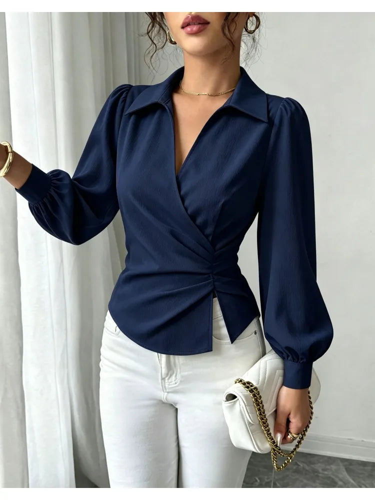 Fashion women Blouses and Shirts White Long Sleeve Blouse 2026 New Spring Autumn Basic Tops Chic Women's Shirt for Women office