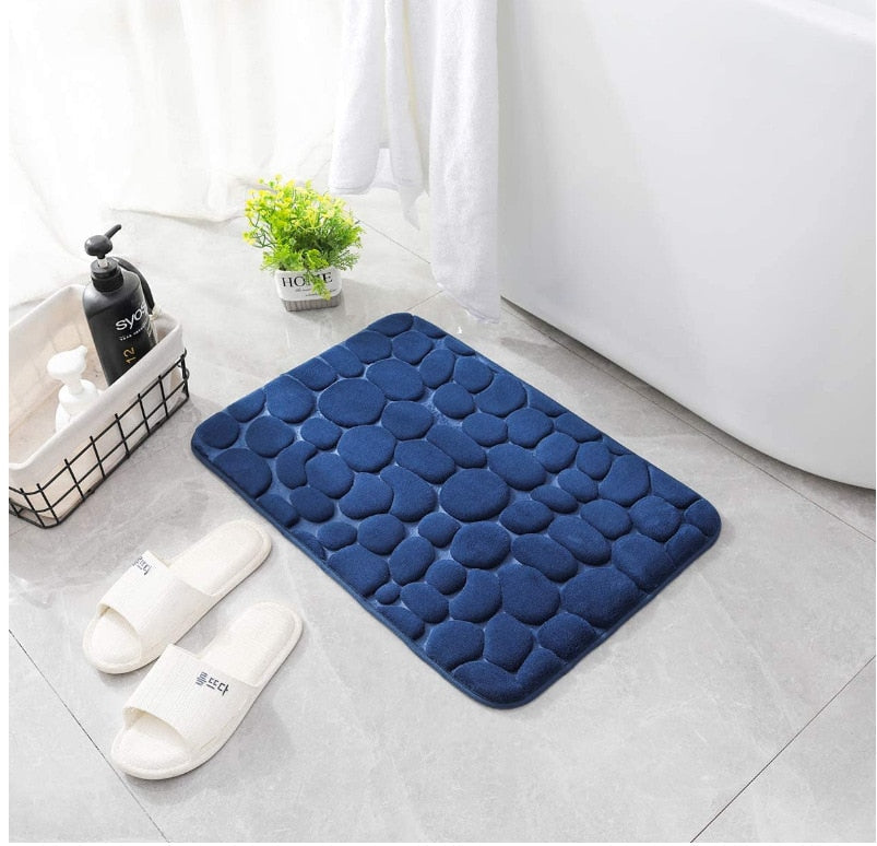 3D Bathroom Anti-Slip Mat Pebble Patterned Absorbent Pad Bath Mats Doormat Carpet Cobblestone Embossed Door Floor