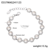 Colorful Zircon Necklace Heart Chain Bracelet Set Women's 316L Stainless Steel Gold-Plated Luxury Wedding Jewelry Accessories