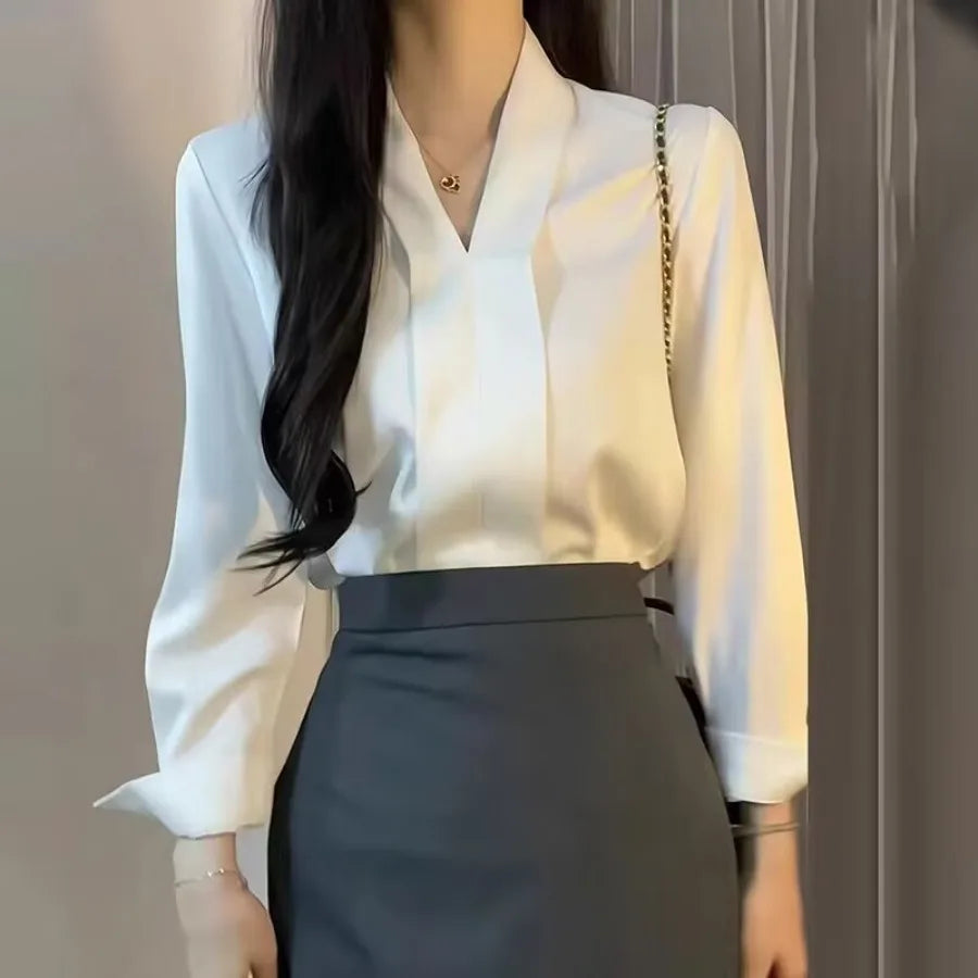 Long Sleeve Office Ladies Blouse Women Casual Shirts Tops Spring Summer Fashion Female OL Pullover Blouses Chiffon Blusas