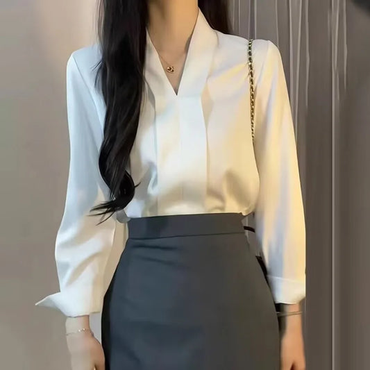 Long Sleeve Office Ladies Blouse Women Casual Shirts Tops Spring Summer Fashion Female OL Pullover Blouses Chiffon Blusas