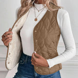 Women's Warm Vest Lightweight Slim Short Single-Breasted Cold-Proof Vests Winter Outdoor Sports Hiking Vests with Pockets