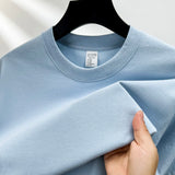 High Quality 100% Cotton Short Sleeve Men's T-Shirt Summer Round Neck Loose Casual Solid Color Plus Size Breathable Top Women