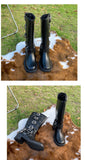 Women's High Platform Boots Metal Buckle Thick Heel Motorcycle Boots Vintage Soft Leather Punk Boot Brown Leather Knight Boot