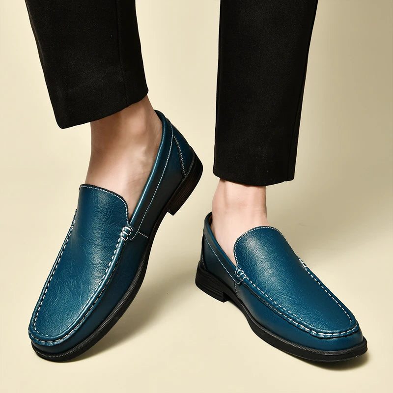 Genuine Leather Men Footwear Slip on Office Man Formal Shoes Wedding Party Men Dress Shoes Breath Driving Lazy Loafers Moccasins