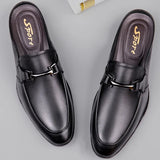 Genuine Leather Mules For Men Half Shoes Man Luxury Brand Designer Men's Luxury Casual Shoes Slip On Footwear Slippers Male