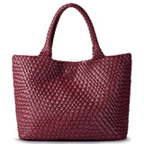 Woven Tote Bag Womens Purse Vegan Leather Shoulder Handbags - Fashion Summer Beach Tote Bags - Large Travel Totes