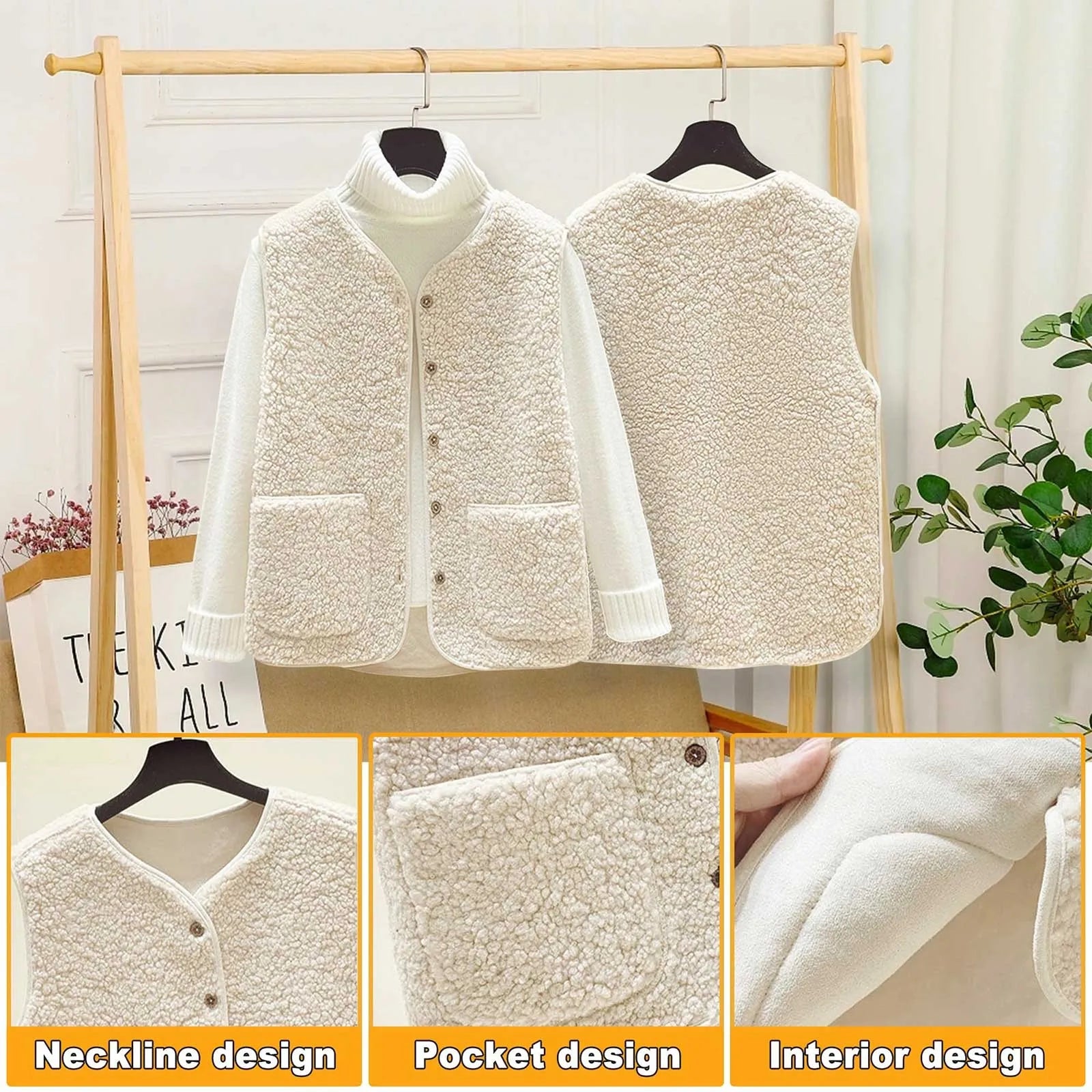 Women'S Teddy Fleece Vest Autumn Thin Vest Sleeveless Coat Plain Plush Vest Short Jacket Loose Fleece Vest Women Outwear