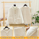 Women'S Teddy Fleece Vest Autumn Thin Vest Sleeveless Coat Plain Plush Vest Short Jacket Loose Fleece Vest Women Outwear