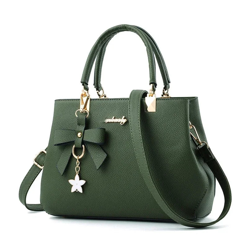 Women Messenger Bags With Flower Pendant Office Ladies Fashion Totes Pure Handbag For Female New Crossbody Shoulder Bags