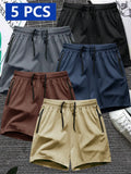 Manfinity Homme 5pcs/Set Men's Spring Summer Sports Shorts Casual Shorts