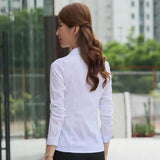 Fashion Turn-Down Collar Folds Shirts Women Autumn Slim Fit Solid White Inner Wear Button Chic Design Versatile Long Sleeve Tops