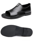 New Style Perforated, Breathable and Anti-Slip Outerwear Casual Leather Slip-On Sandals for Men Size 48 Large Size